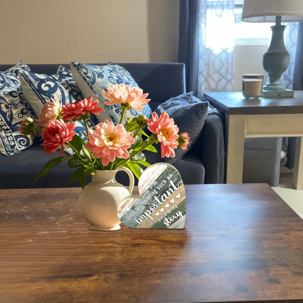 Wooden Heart Shaped Table Sign for Mom