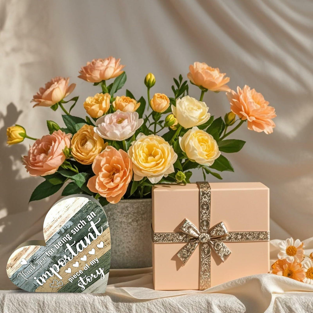 Wooden Heart Shaped Table Sign for Mom