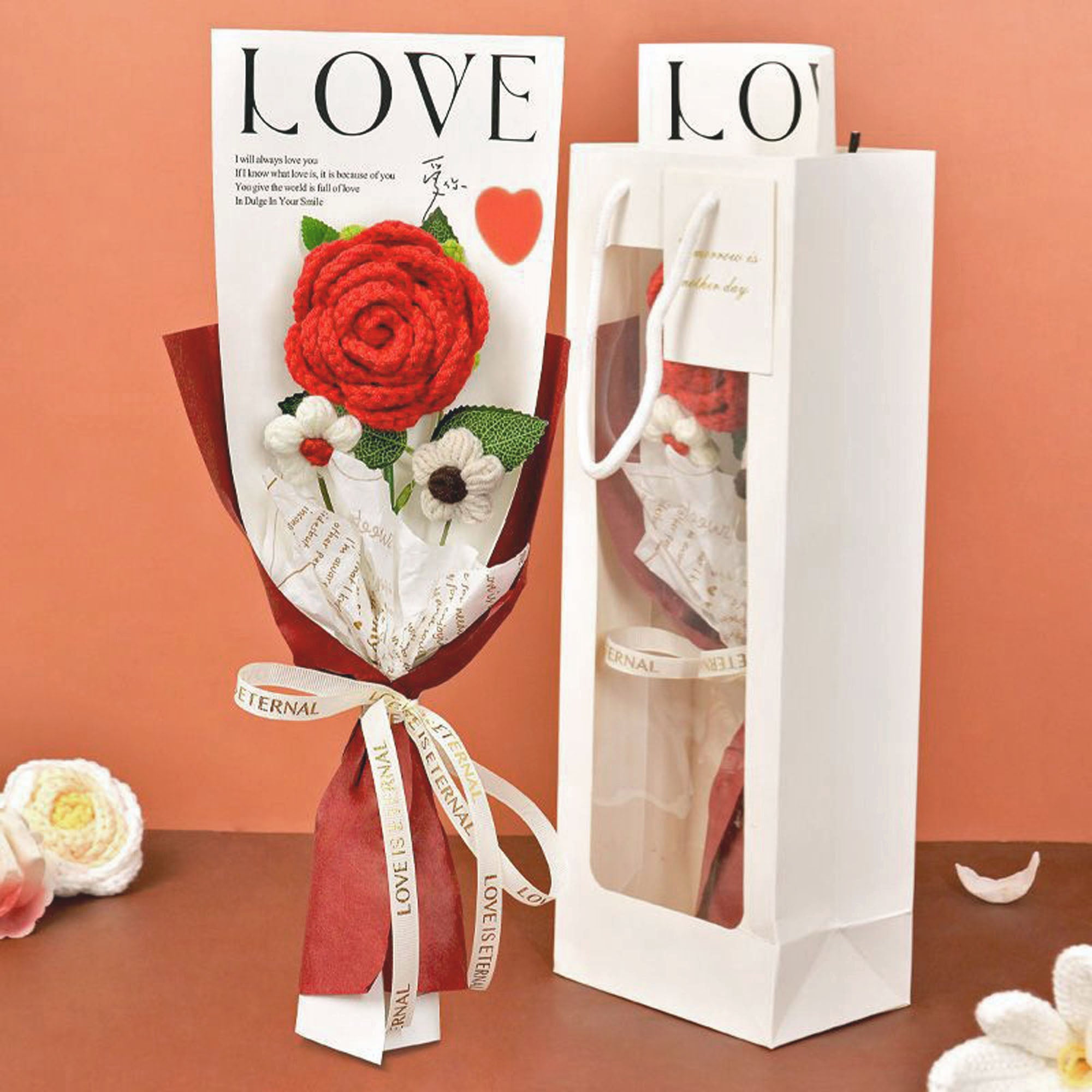 Crochet Rose & Daisy Bouquet | Everlasting Handmade Floral Gift