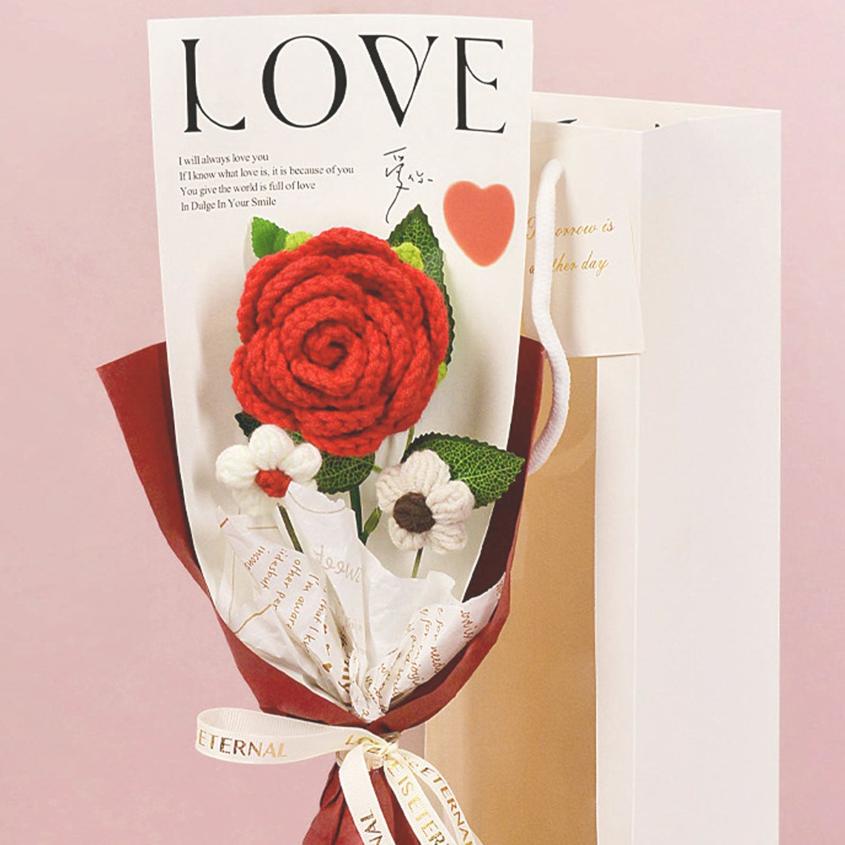 Crochet Rose & Daisy Bouquet | Everlasting Handmade Floral Gift